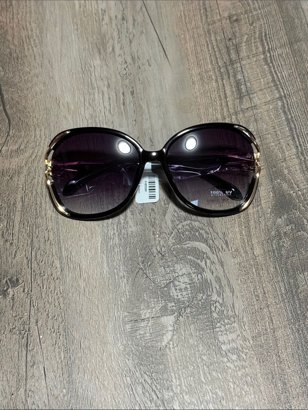 Torrid Black Side Cut-Out Square Sunglasses with Gold Accents
